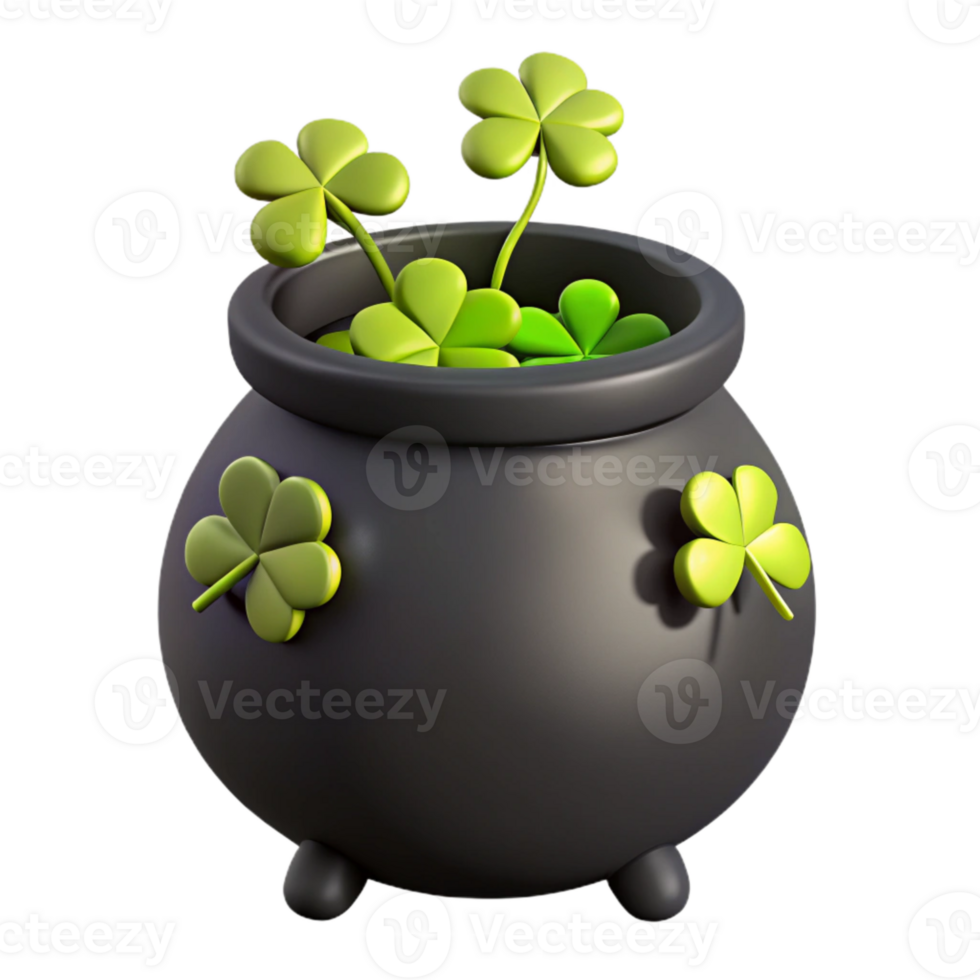 Black Cauldron with Shamrocks png