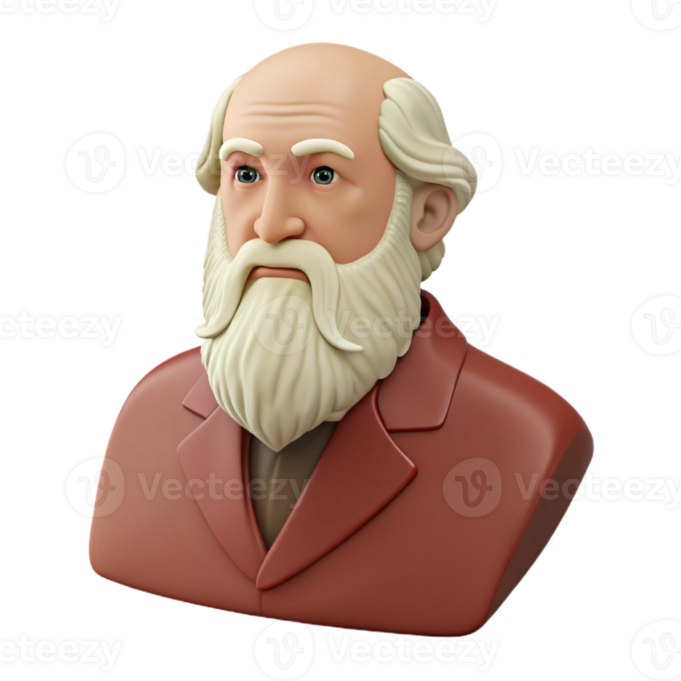 3D Render of a Man with a White Beard and a Red Jacket png