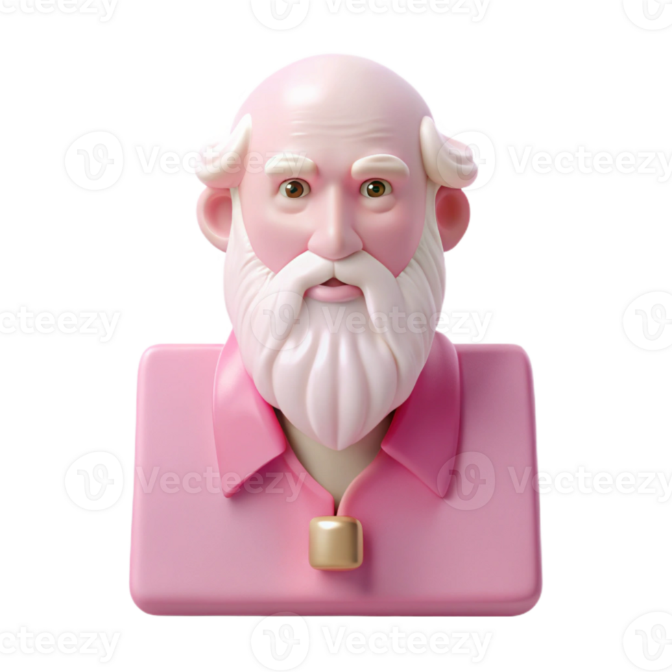 3D Rendered Senior Man with White Beard and Pink Shirt png