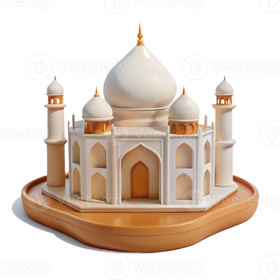 3D Model of a White Building with Multiple Domes png