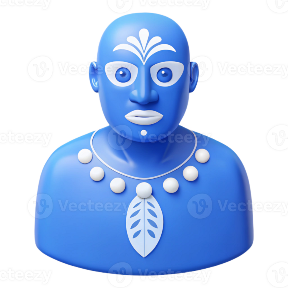 Blue Tribal Character with White Facial and Body Markings png