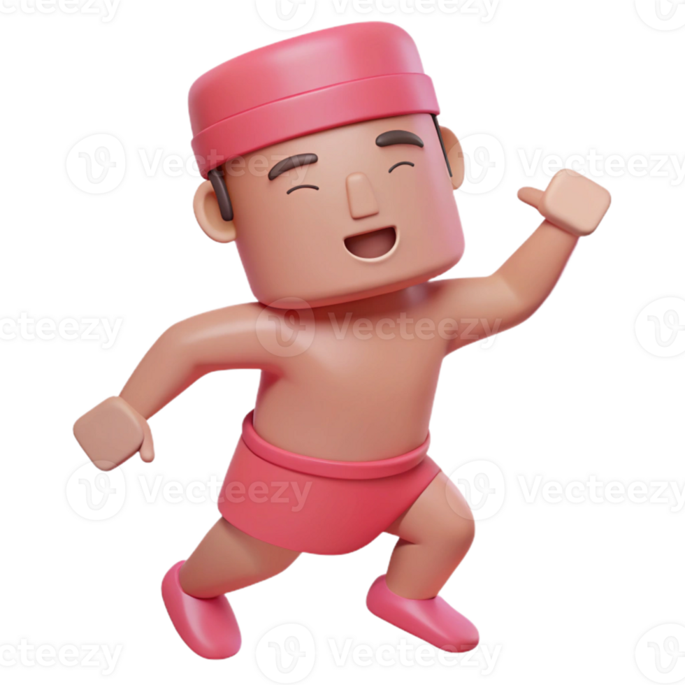 Cheerful 3D Cartoon Character in Pink Shorts png