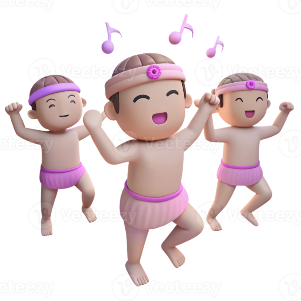 Three Cartoon Characters Dancing to Music png