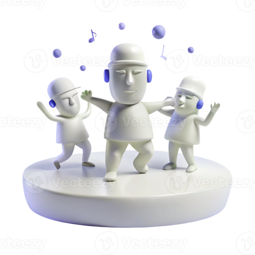 Three Cartoon Figures Dancing to Music png