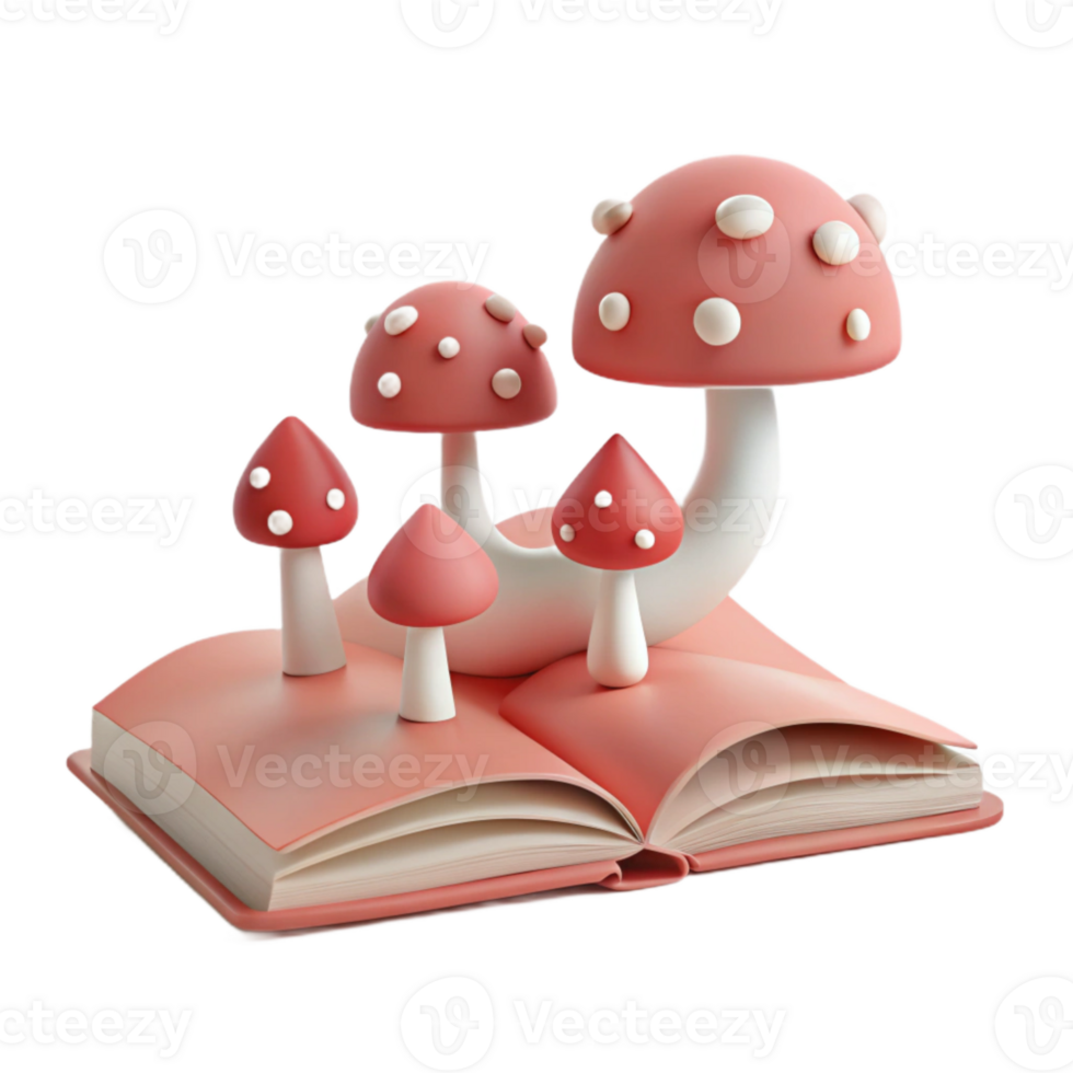 Mushroom Illustration on Open Book png