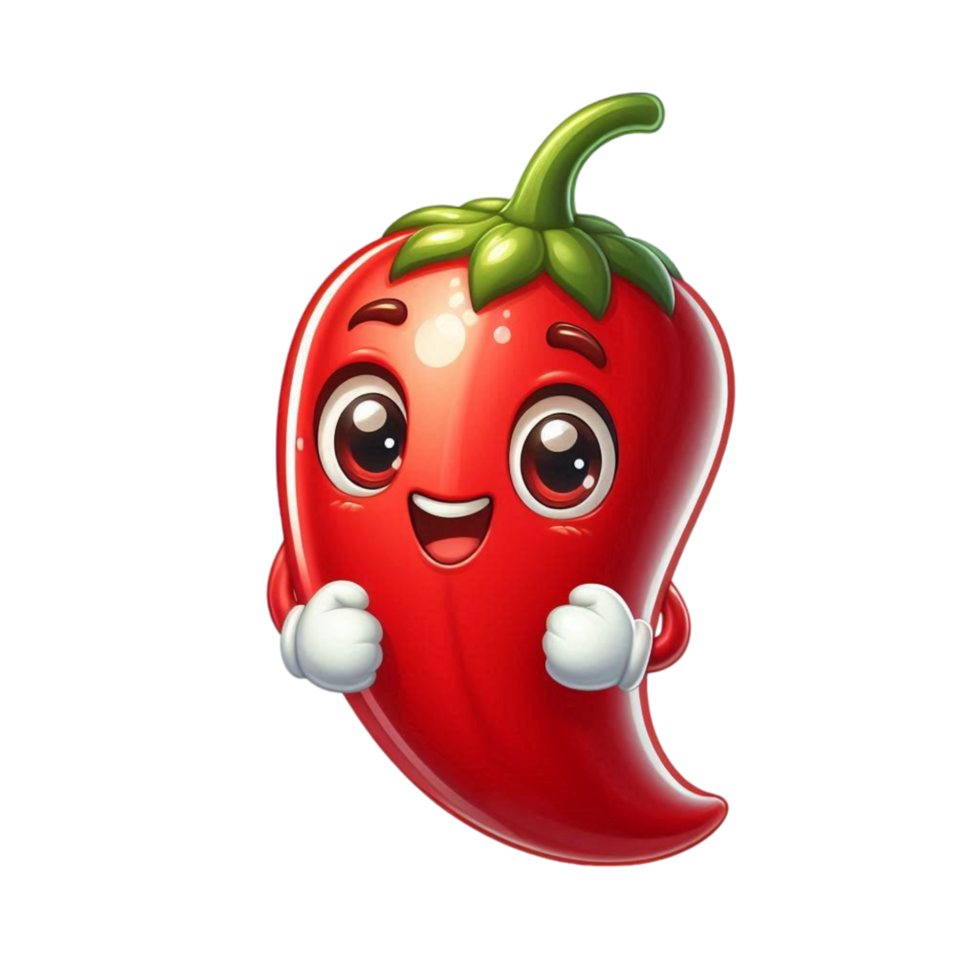 A Red Hot Chili Pepper Smiling Face Kawaii png
