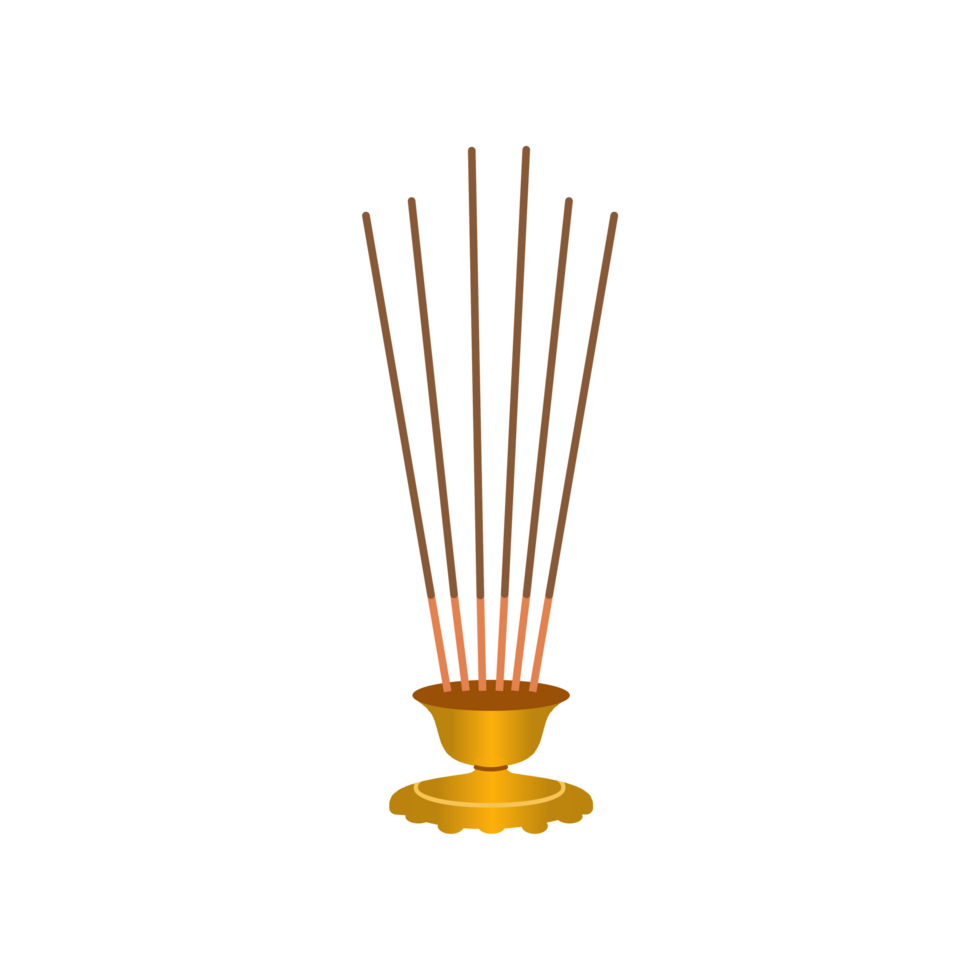 Incense stick with golden stand icon or agarbatti illustration png
