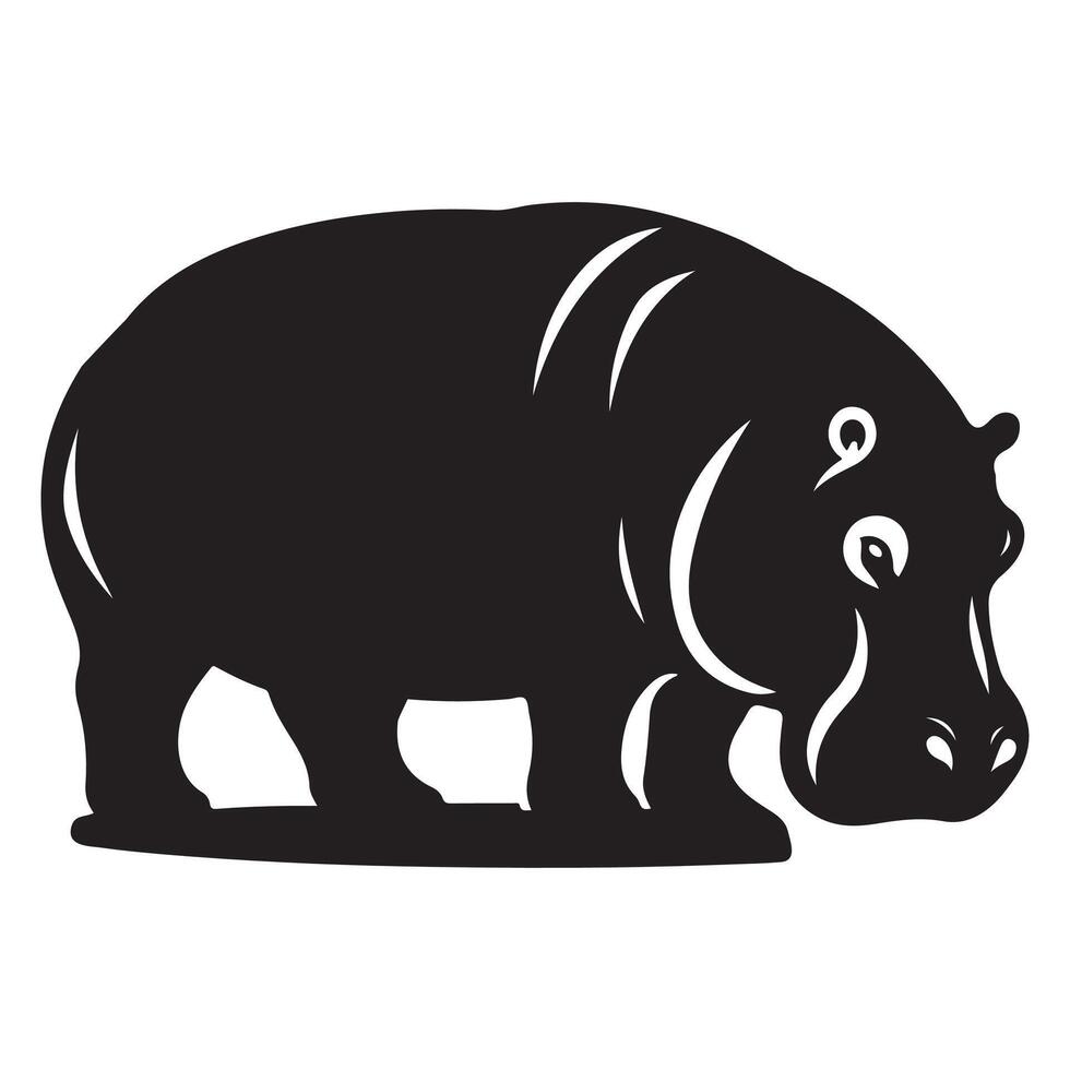 Silhouette of a Hippopotamus , High Quality Hippo Illustration vector