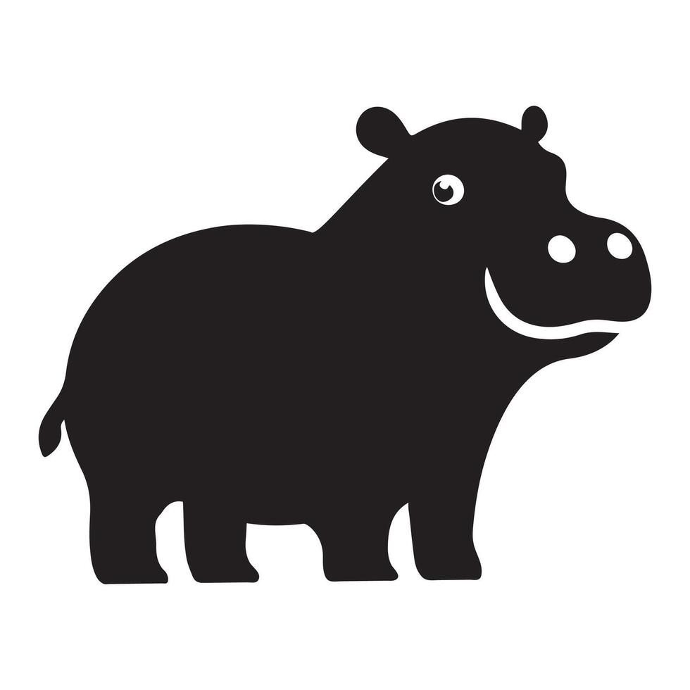 Silhouette of a Hippopotamus , High Quality Hippo Illustration vector