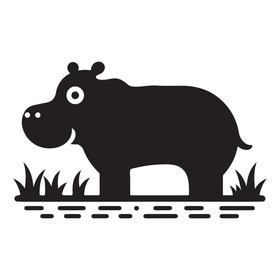 Silhouette Hippo Illustration in Minimalist Nature Inspired of Animal Design vector
