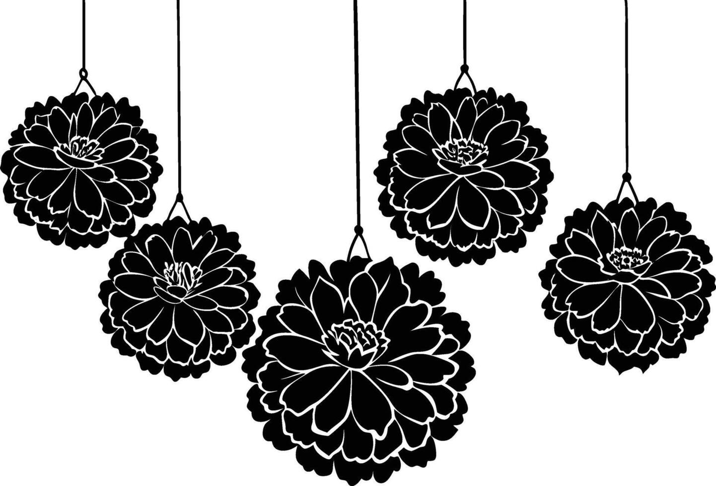 hanging marigold flowers art. vector