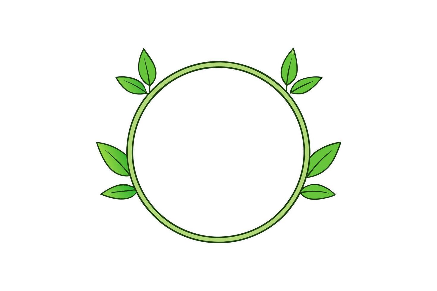 Minimalist Round Botanical Frame in Green Color Beautiful vector