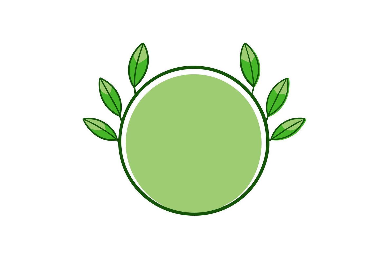 Elegant Botanical Frame with Green Leaves in a Circular Layout Design for Nature Themes vector