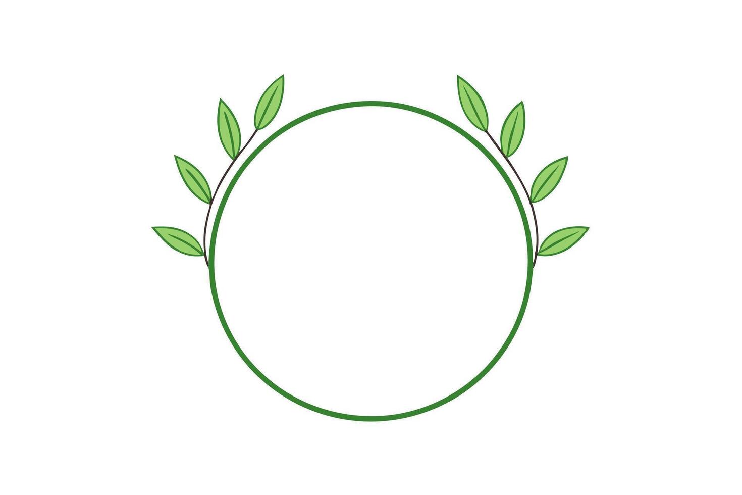 Round Botanical Frame Element in Green Color Illustration of a Nature-Inspired Design vector