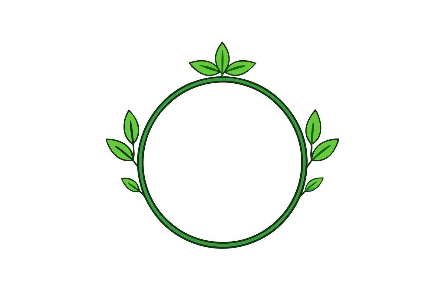 Botanical Round Frame in Green Color Illustration vector