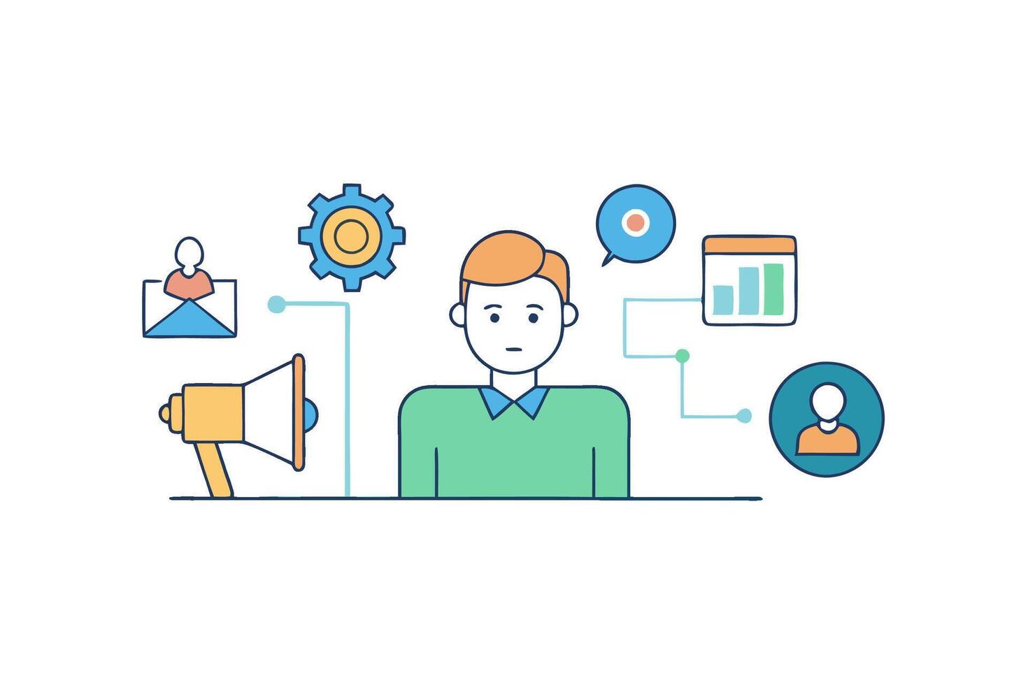 Professional Marketing Human Cartoon Illustration for Business Teamwork and Corporate Presentations vector