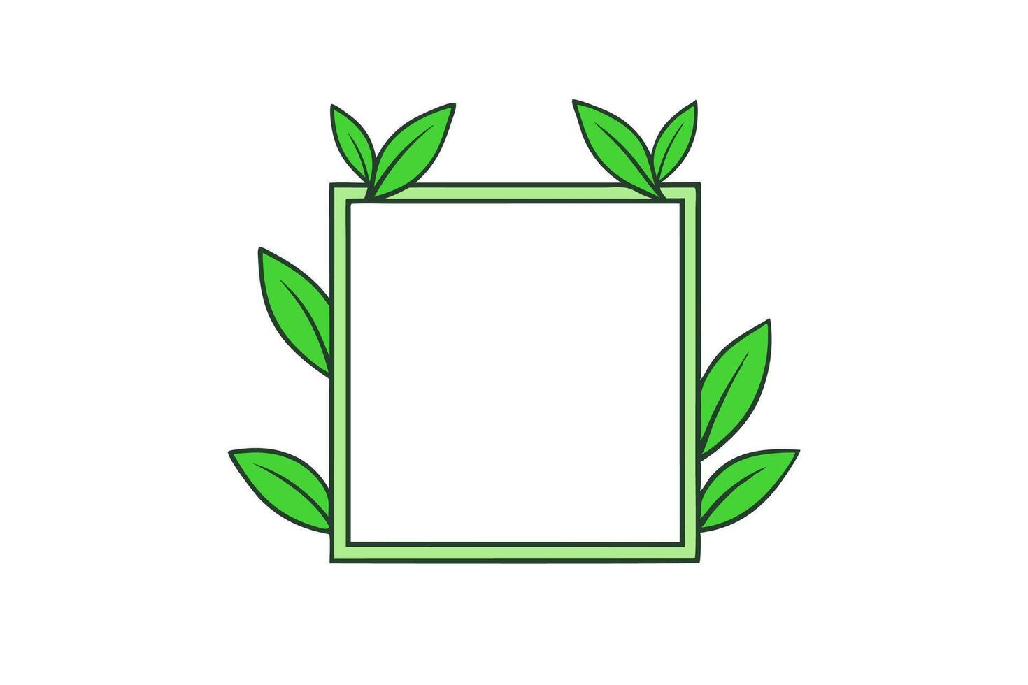 Decorative Square Botanical Frame with Green Leaves Ideal for Nature-Themed Designs Illustration for Eco-Friendly, Minimalist, and Elegant Projects vector