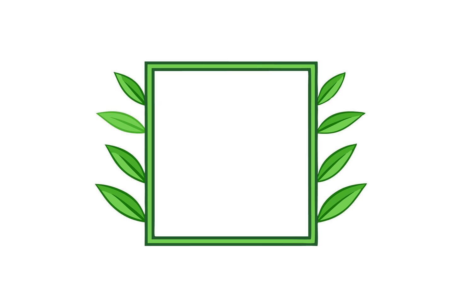 Elegant Square Botanical Frame with Green Leaves Illustration for Creative Design vector