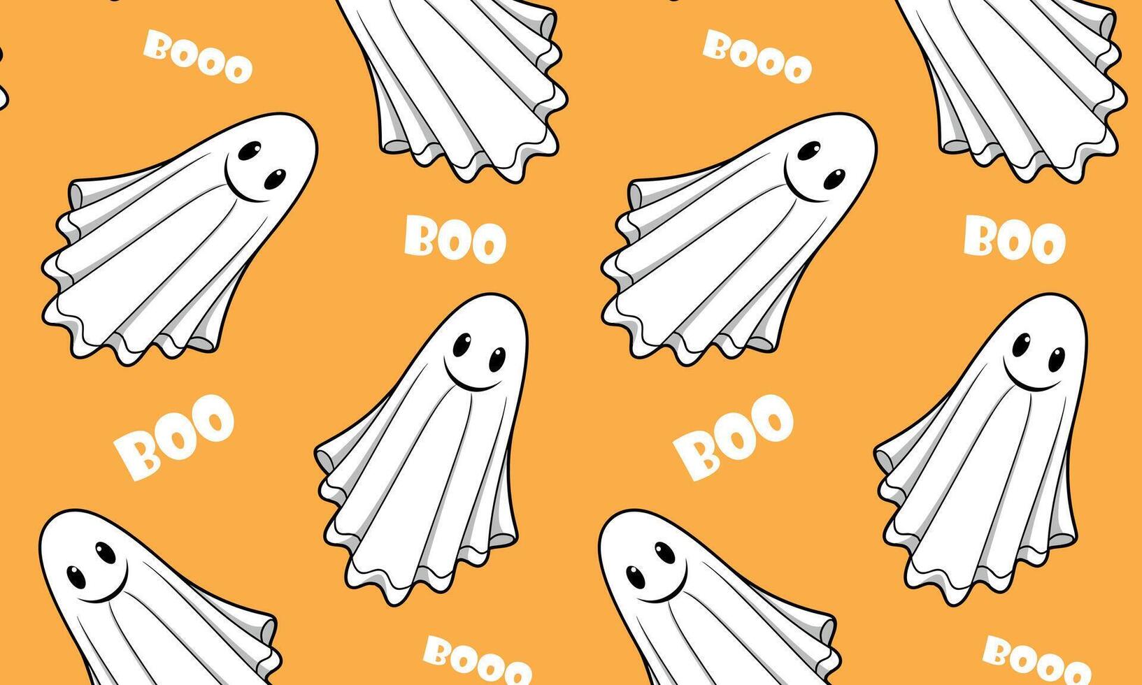 Ghost pattern with Boo text. For web design, holiday marketing, and gift wrapping vector