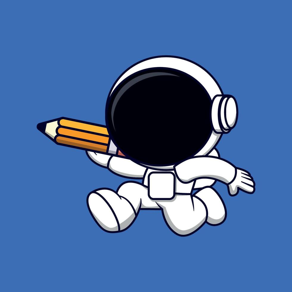 cartoon illustration of Creative Astronaut Exploring the World with a Pencil vector