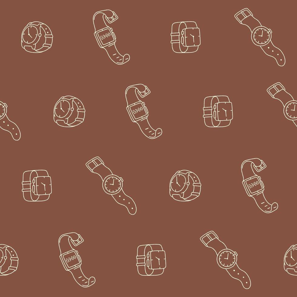 Outline Collection of Watch Seamless Pattern illustration Design vector