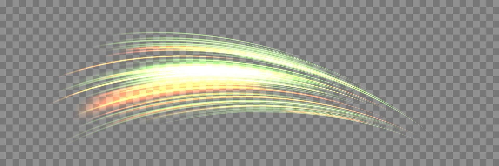 Glowing green lines. Neon realistic energy vector