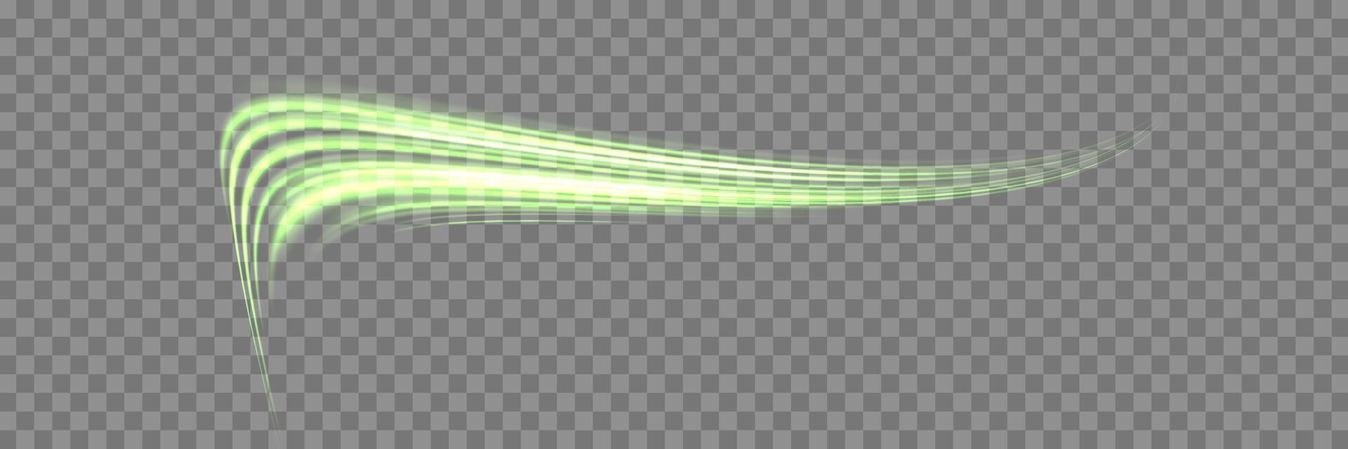 Glowing green lines. Neon energy speed. vector