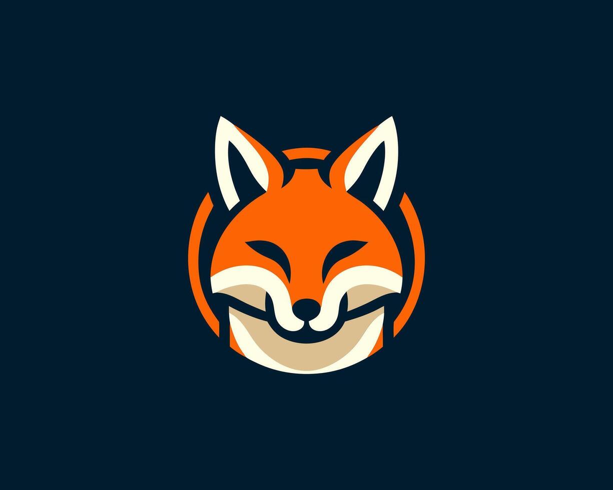 A fox head logo on a dark background vector