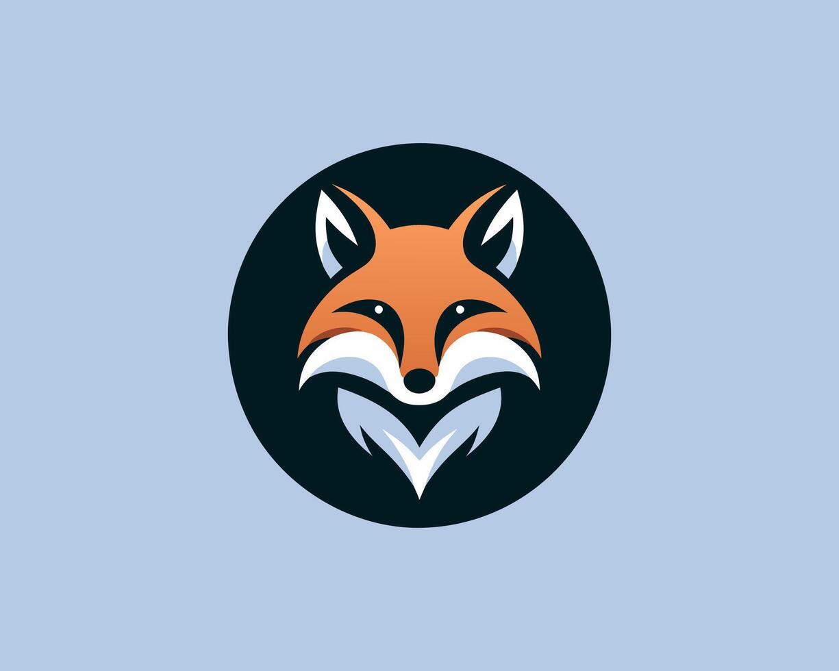 A fox head logo on a blue background vector