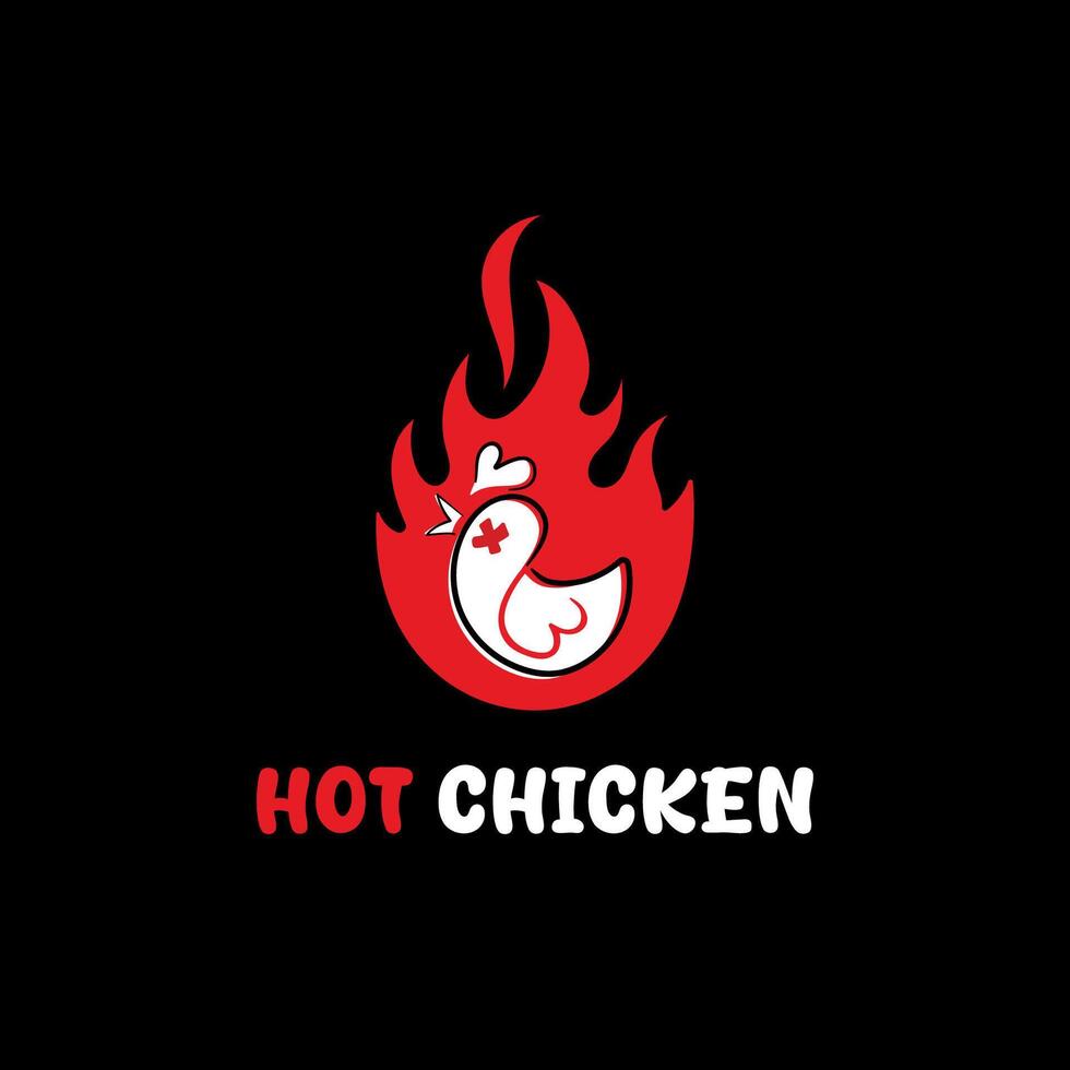 Fire chicken logo on black background vector