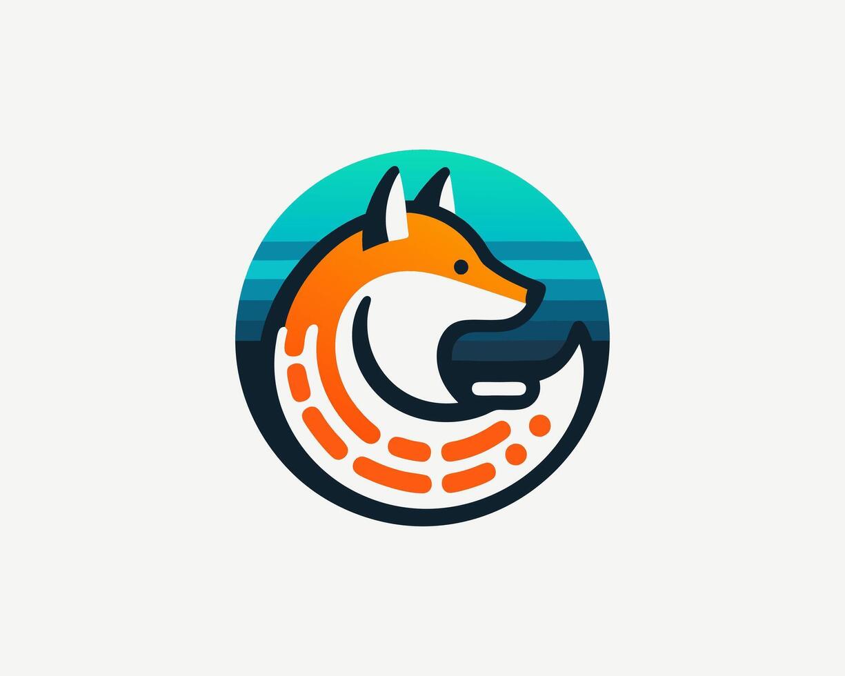 A fox logo with a circle around it vector