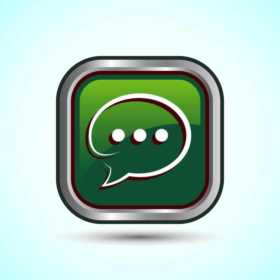 Chat icon design illustration, Message sign symbol for apps and websites, Green Color Square Button Design vector
