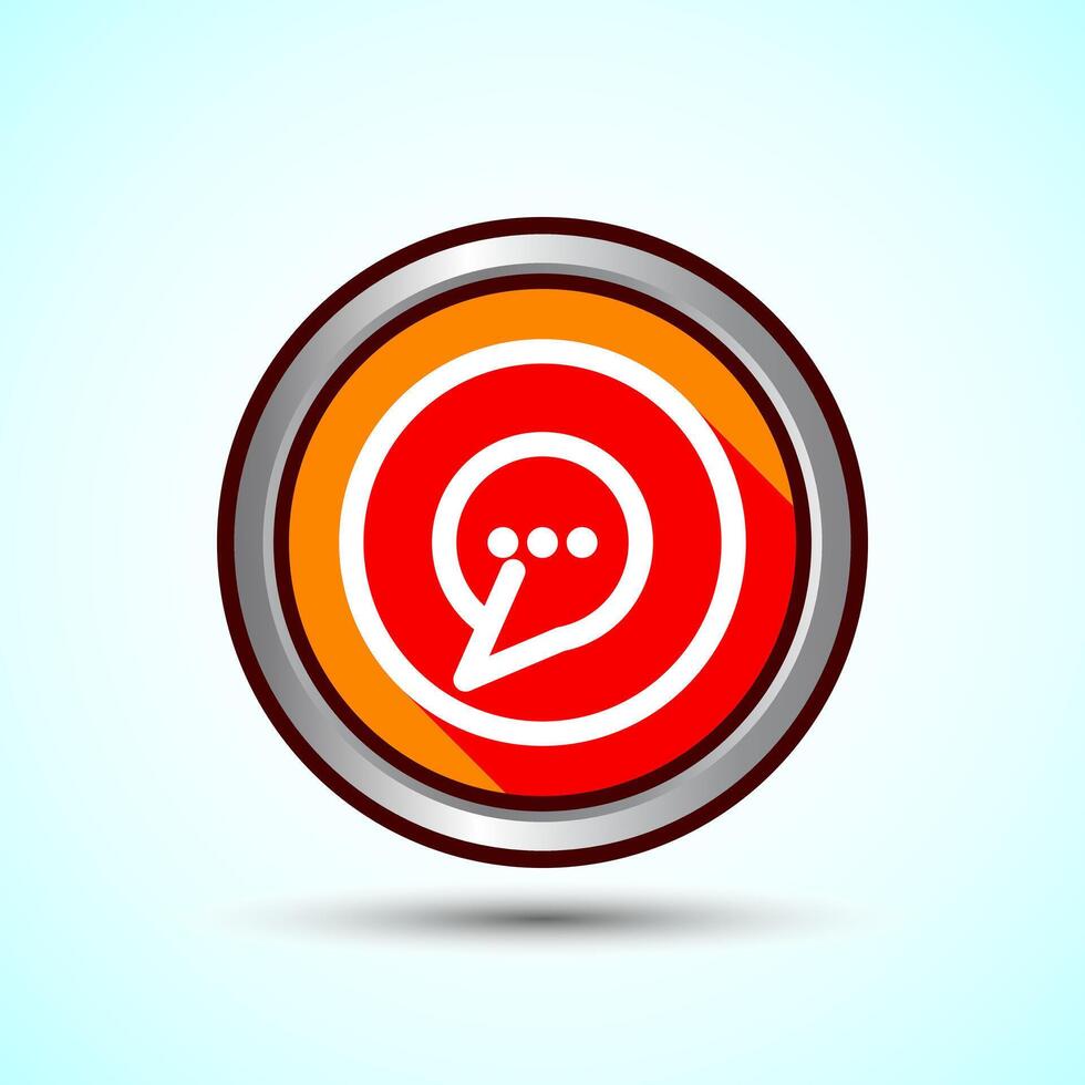 Chat icon design illustration, Message sign symbol for apps and websites, Orange Shadow Button Design vector