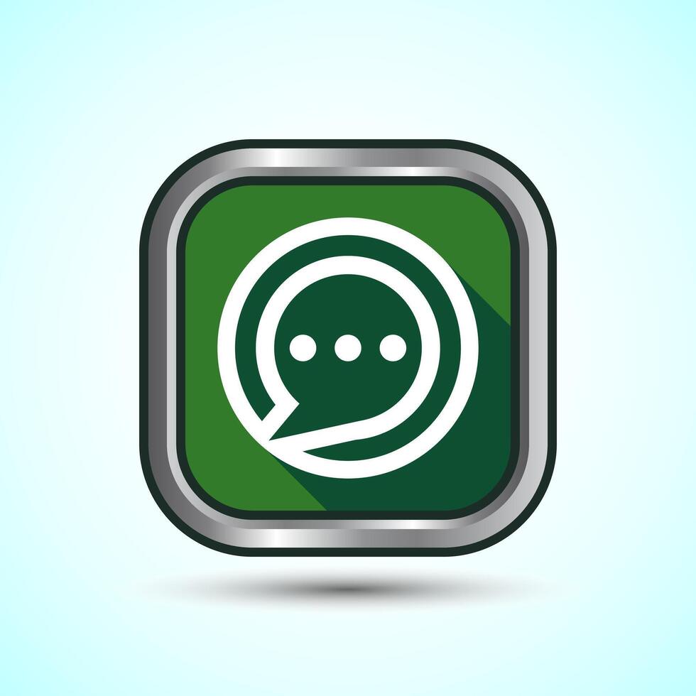 Chat icon design illustration, Message sign symbol for apps and websites, Green Shadow Button Design vector