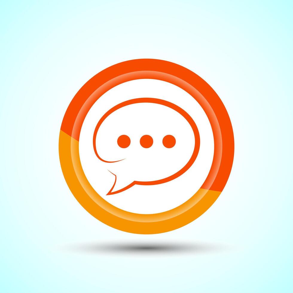 Chat icon design illustration, Message sign symbol for apps and websites, Orange Color Button Design vector