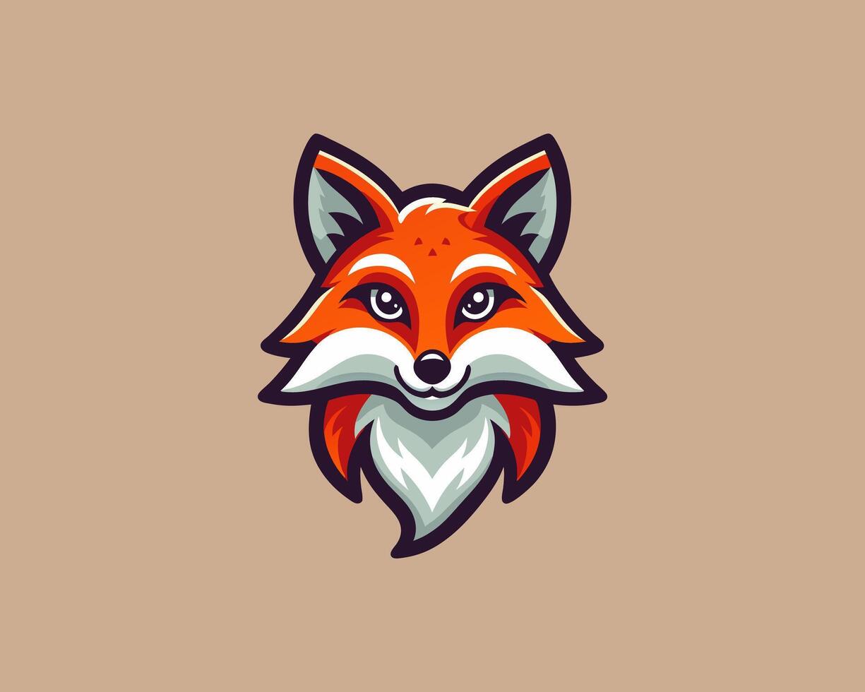 A fox head logo on a brown background vector