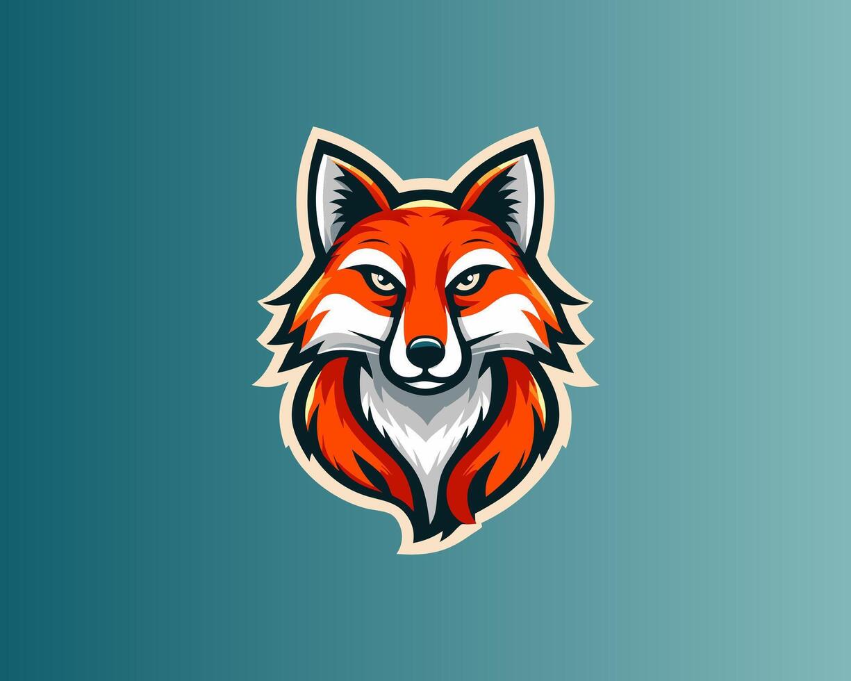 A fox head on a blue background vector