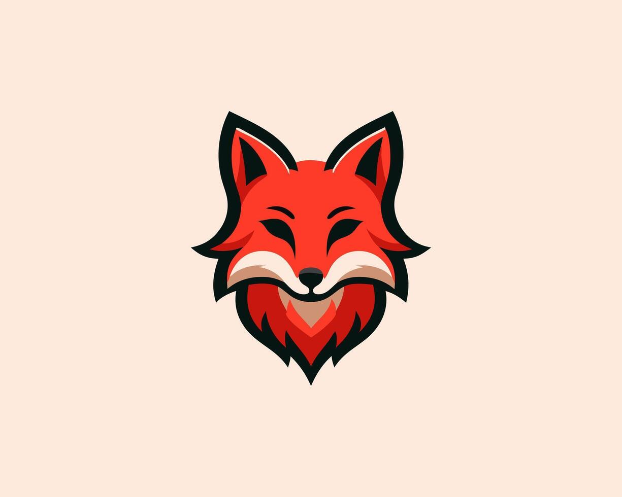 A red fox head logo on a light background vector