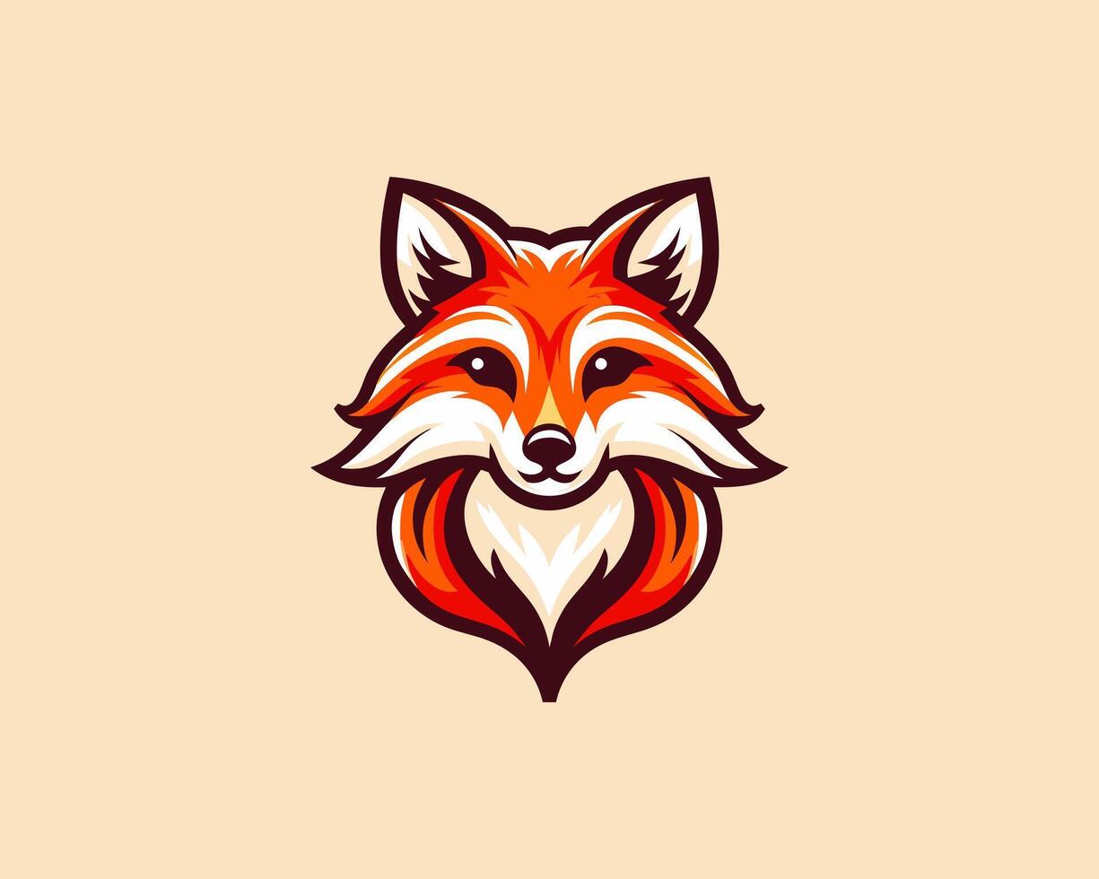 A fox head logo on a beige background vector