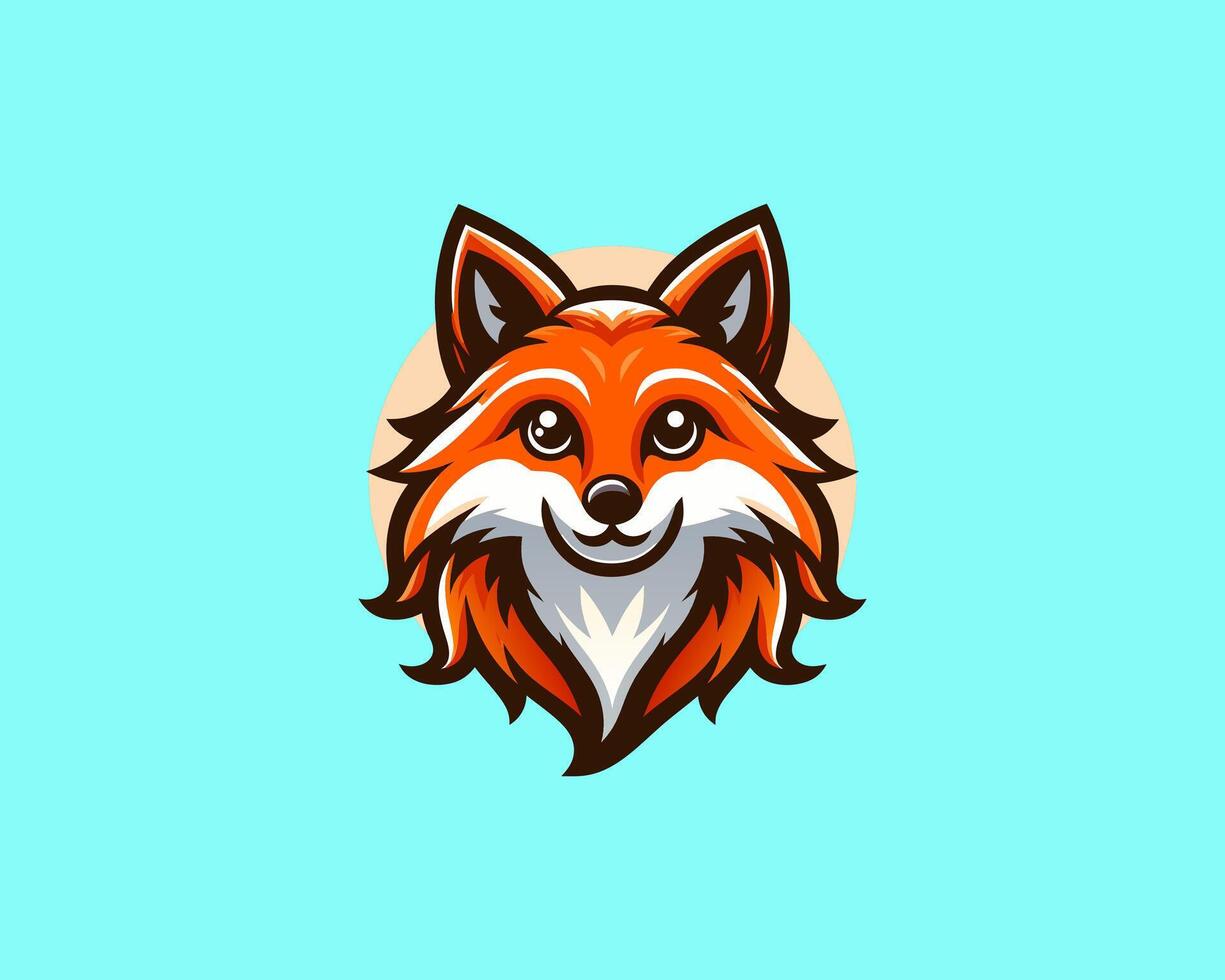 A fox head logo on a blue background vector