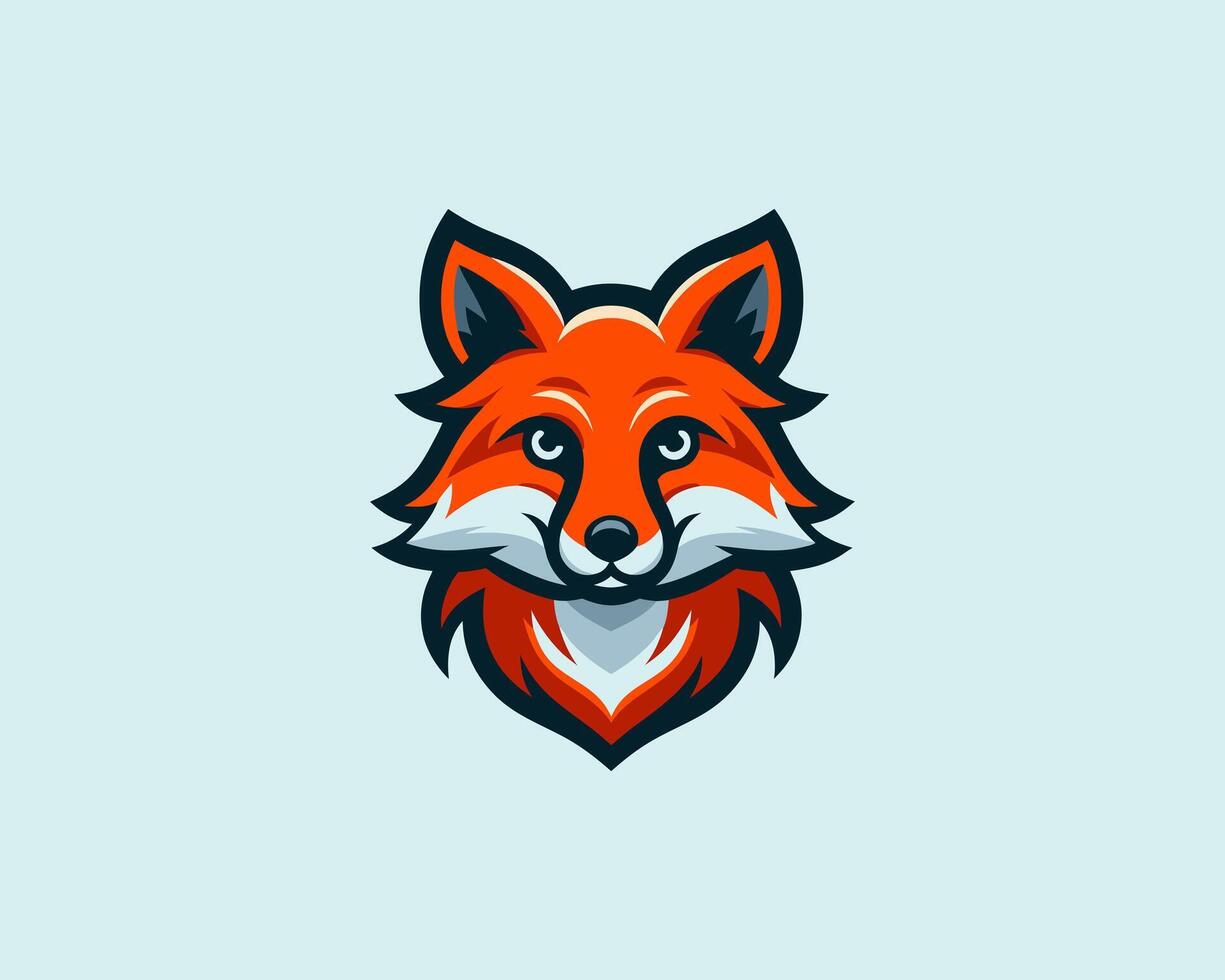 A fox head logo on a light blue background vector