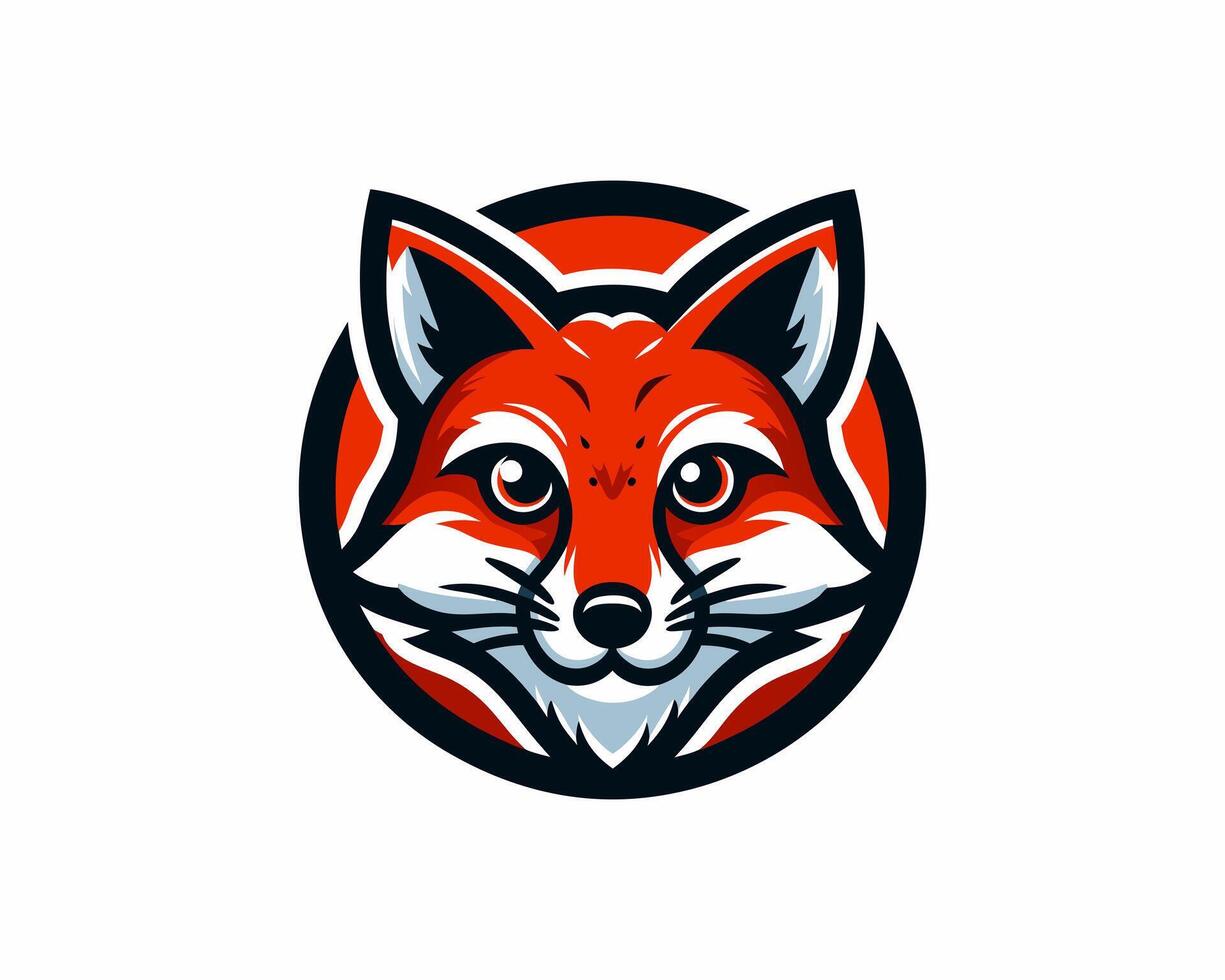 A fox head in a circle on a white background vector