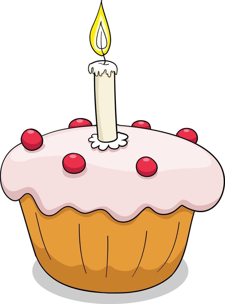 Cupcake illustration with outlines vector