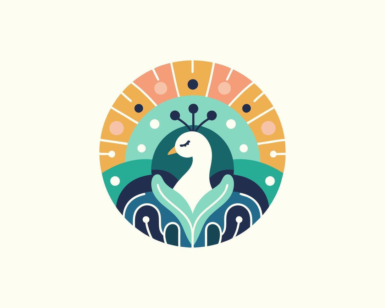 A colorful logo with a bird in the center vector