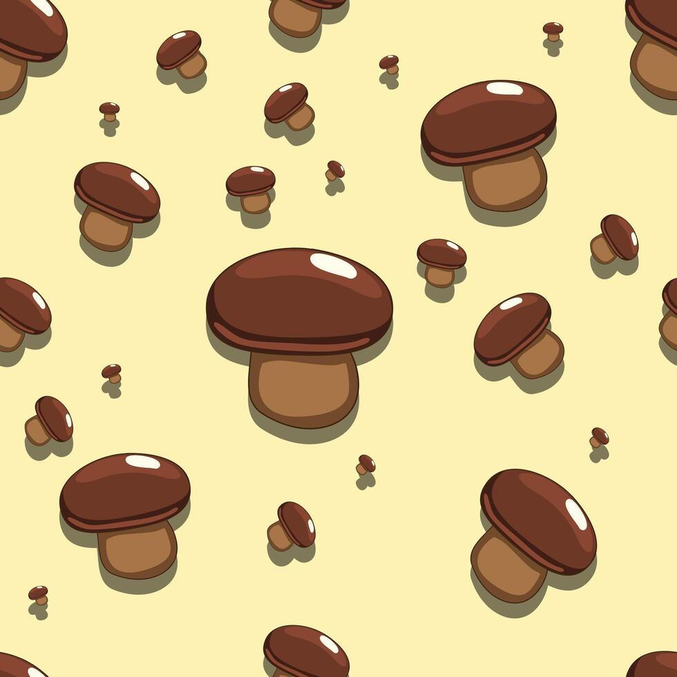 Seamless background edible mushroom vector