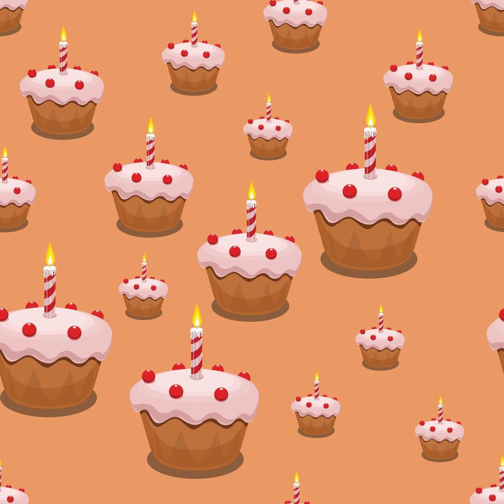 Seamless cupcake background vector
