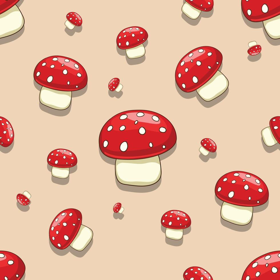 Seamless amanita toxic mushroom vector