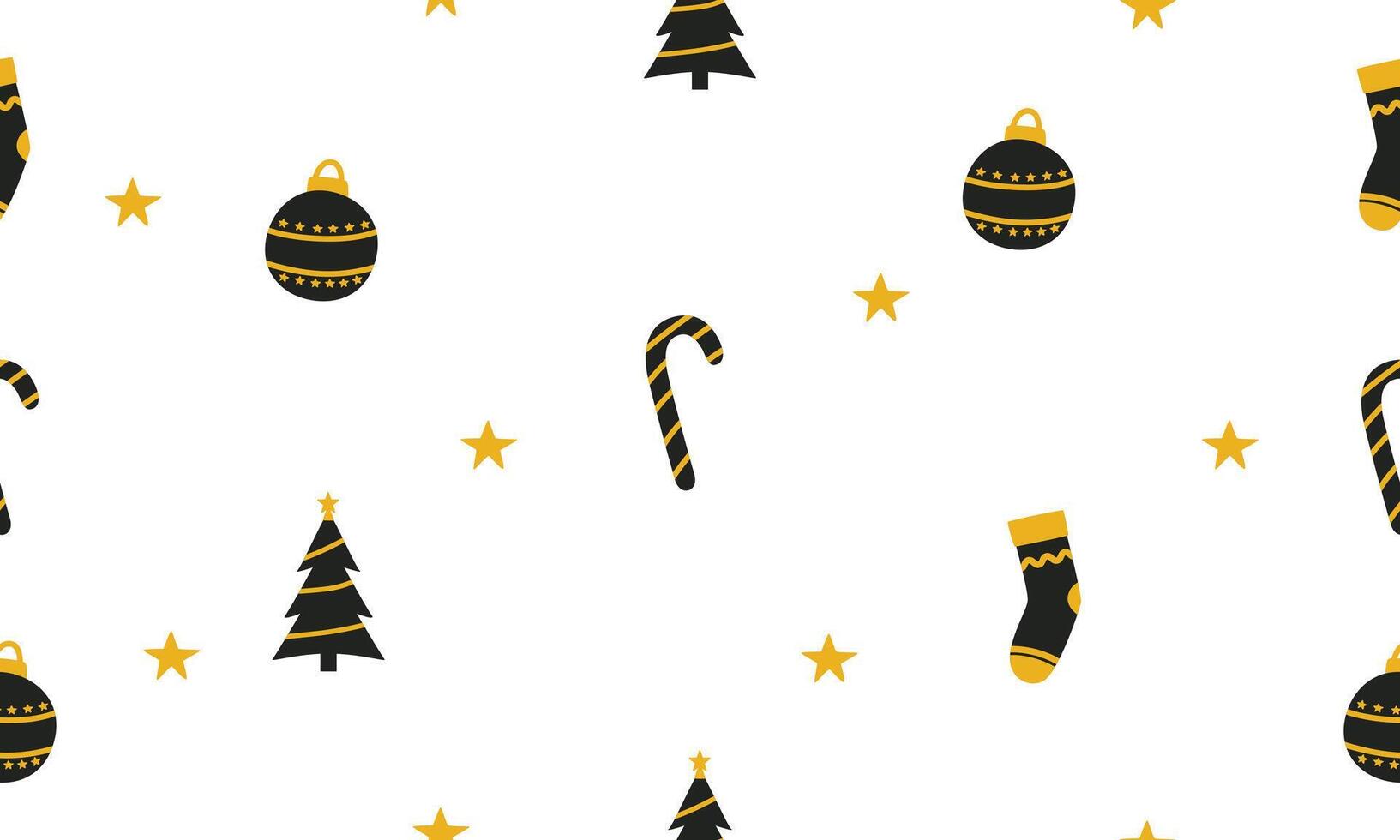 Black and yellow Christmas wrapping paper pattern on white background. Christmas gold and black seamless pattern perfect for wrapping paper vector
