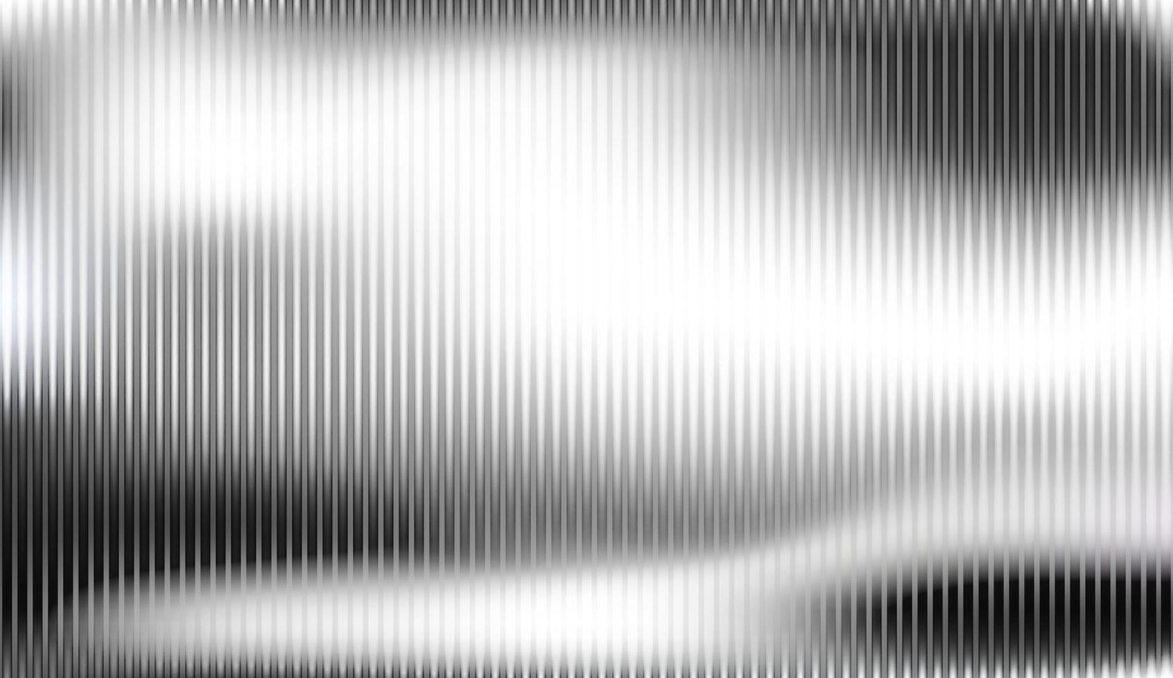 Gray ribbed corrugated glass texture with vertical lines and soft gradient transition. Reeded silver glass monochrome gradient. Modern background template. Repeat relief of steel panel. illustration vector