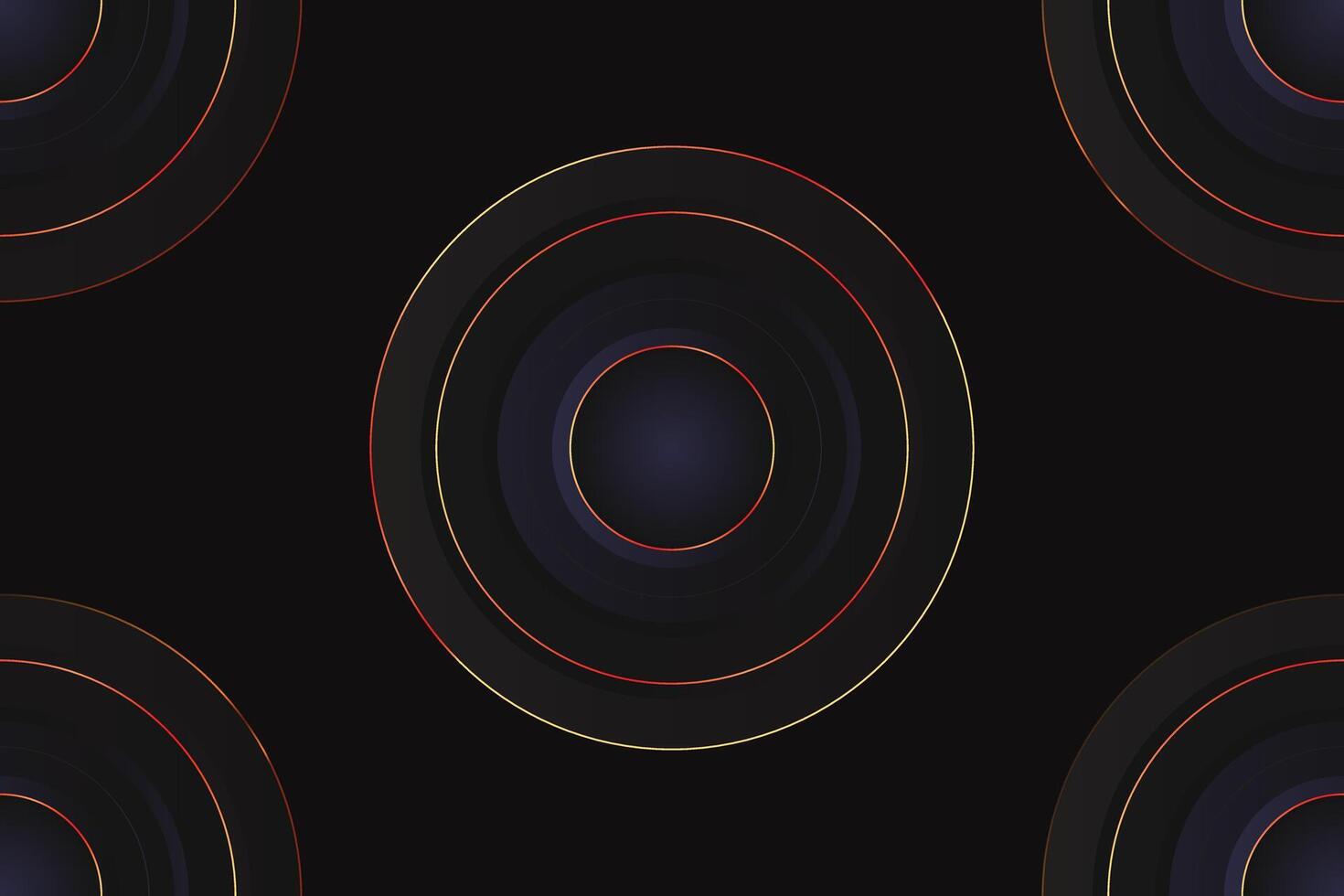 Abstract black circle shape with golden glowing frame, glittering particles and light effect vector